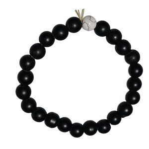 Elegant Boho Black Beaded Stretch Bracelet White Accent Stone Fashion Jewelry